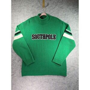 Vintage Southpole Varsity Sweater Mens XL Green Logo Spell Out Hip Hop Y2K